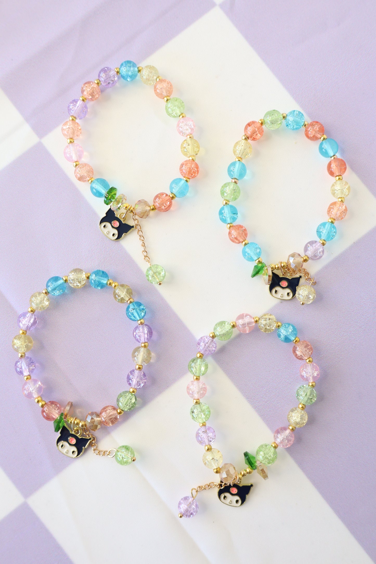 Kuromi Rainbow Beaded Bracelet