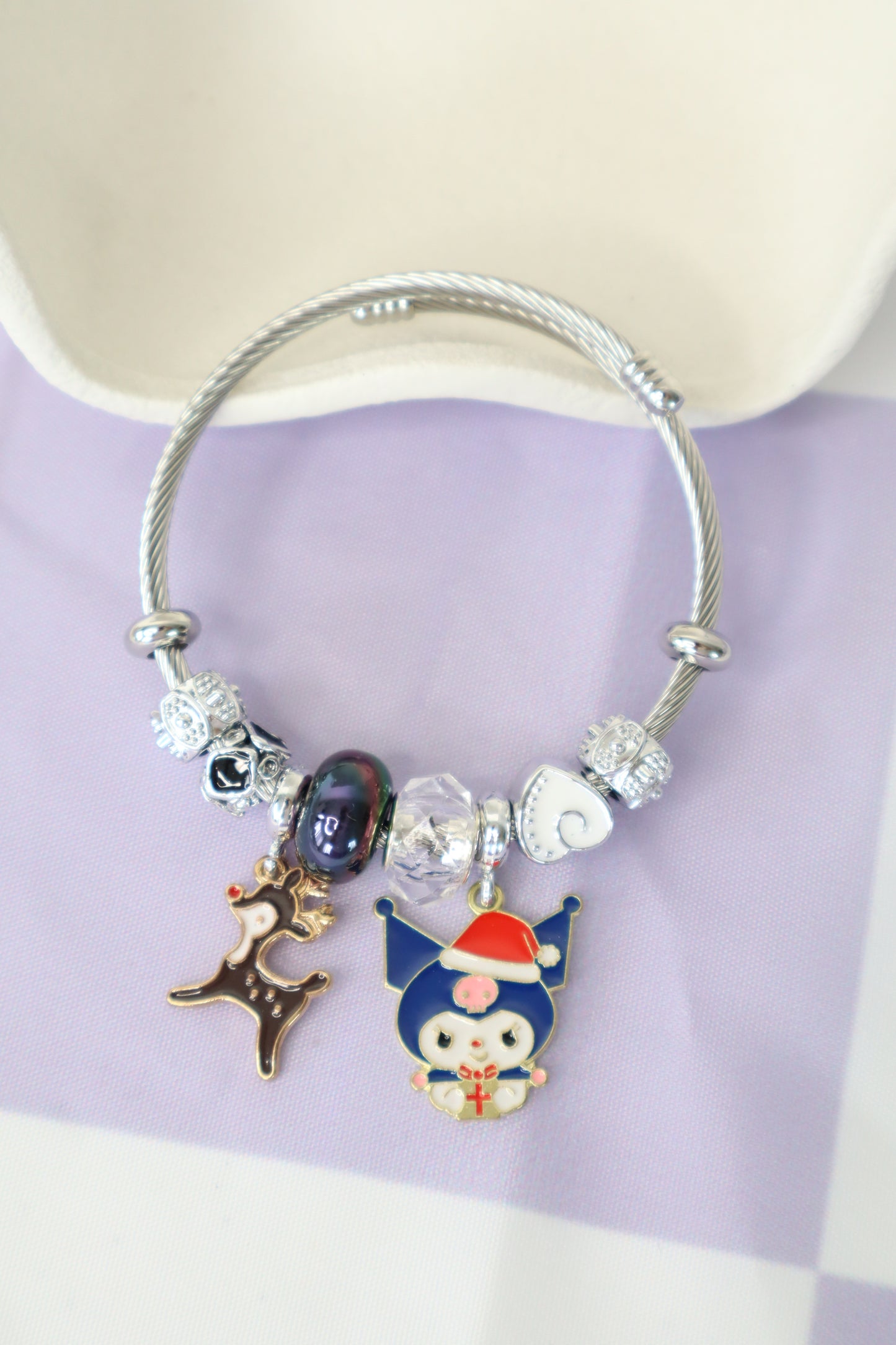 Kuromi Christmas Silver Charm Bracelet