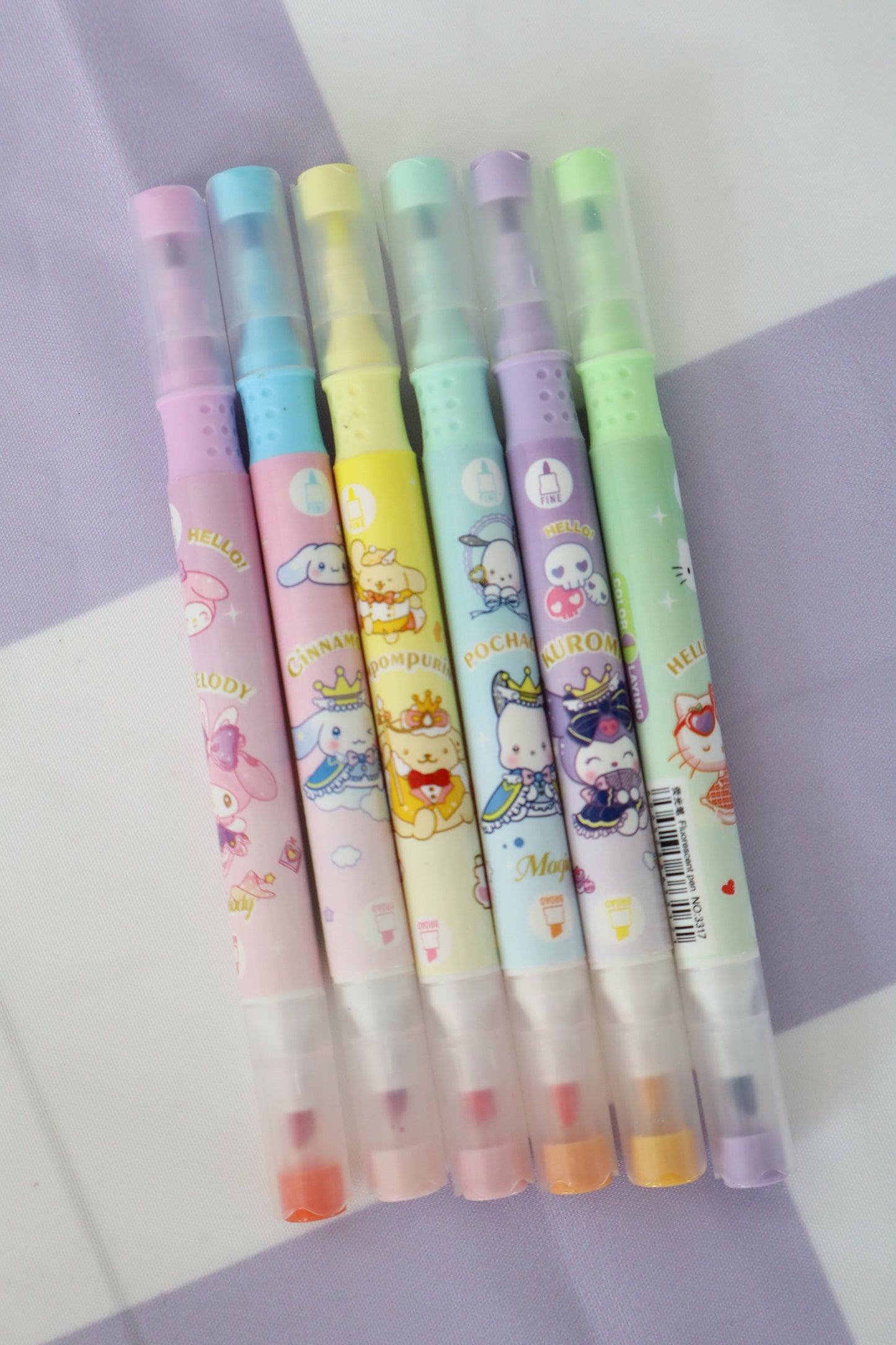 6pk Sanrio Fluorescent Pens