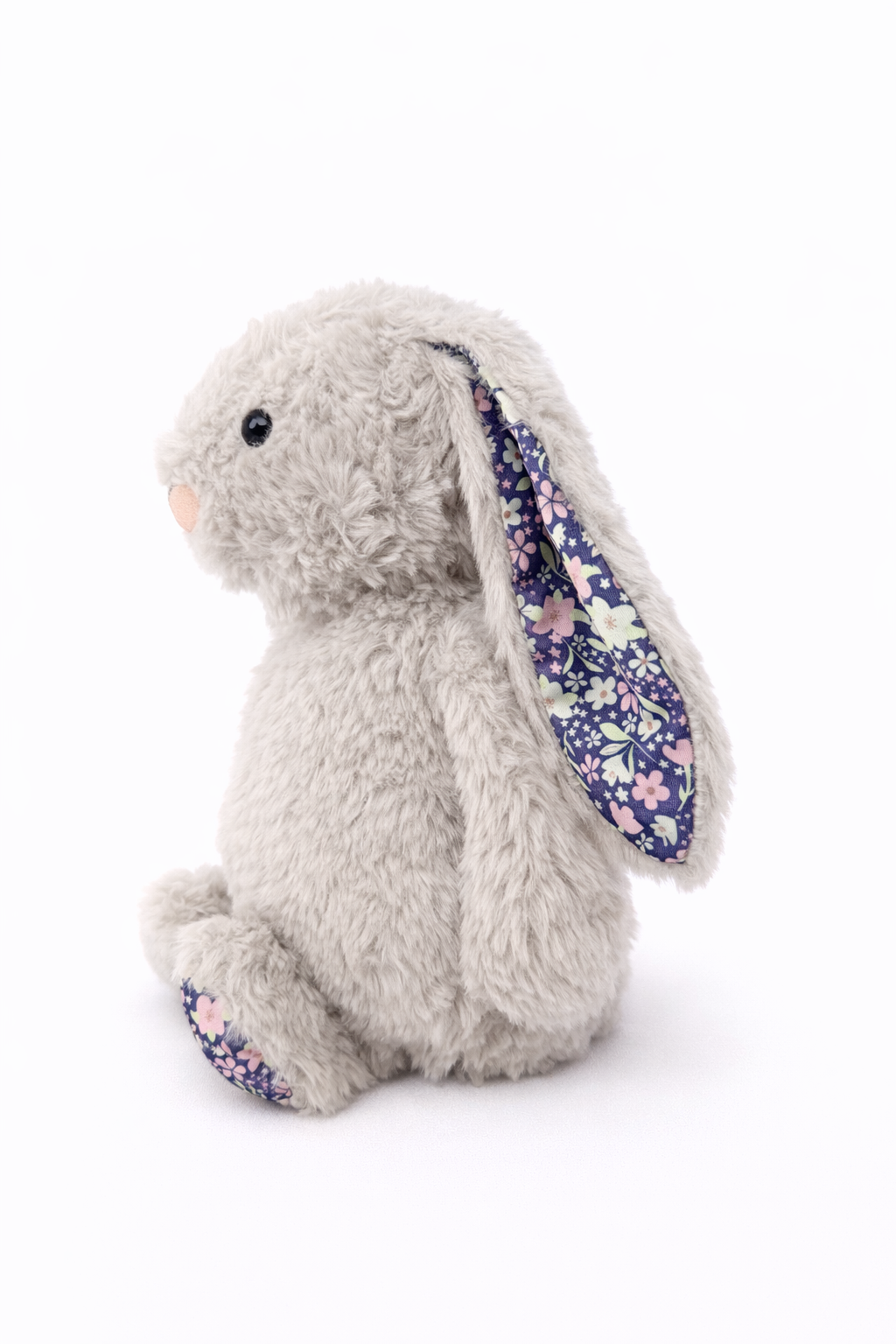 Blue Floral Silver Bunny