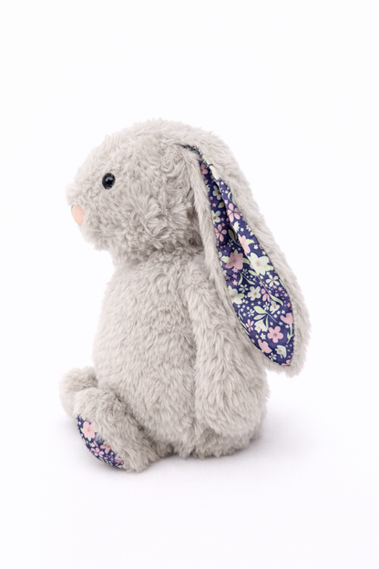 Blue Floral Silver Bunny