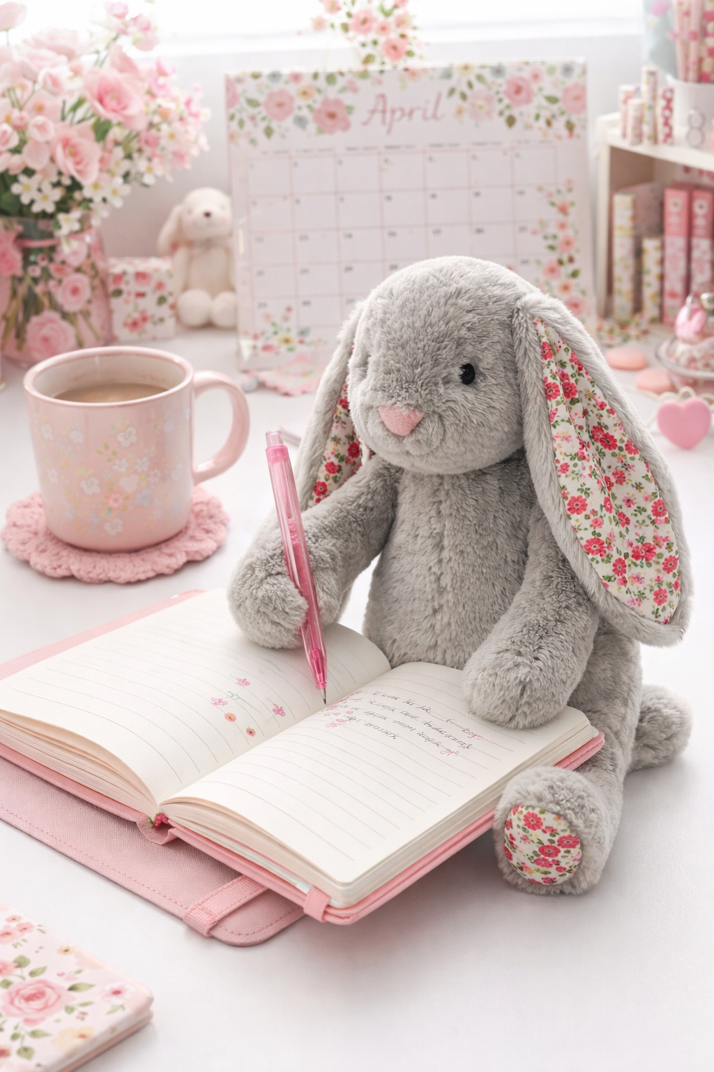 Floral Silver Bunny