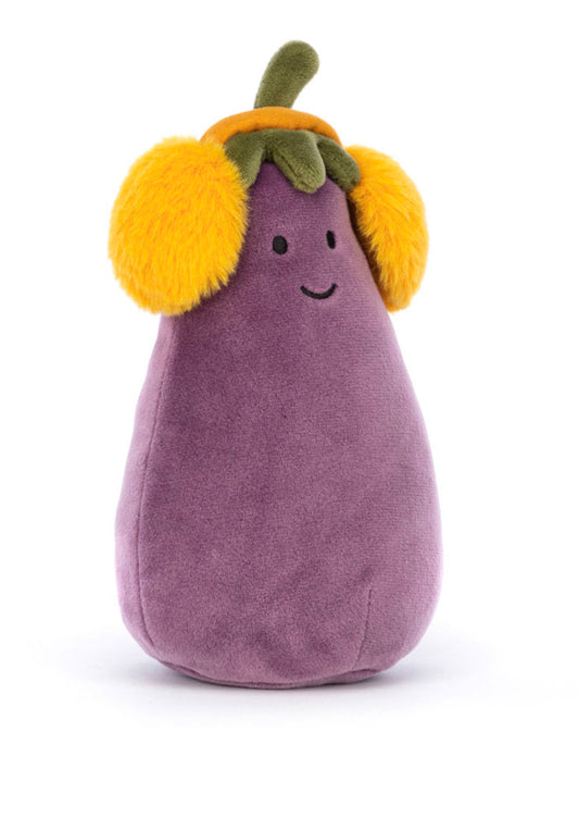Eggplant with Earmuffs Plush