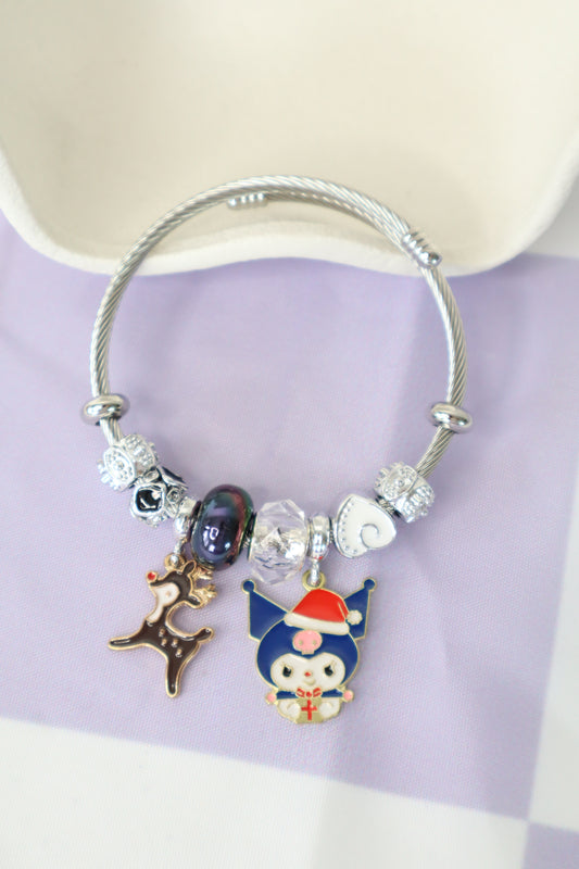 Kuromi Christmas Silver Charm Bracelet