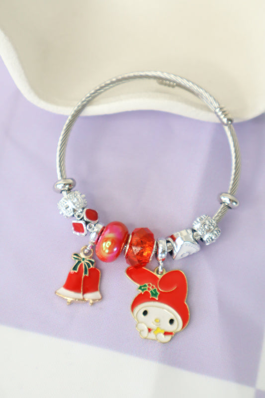 My Melody Christmas Silver Charm Bracelet