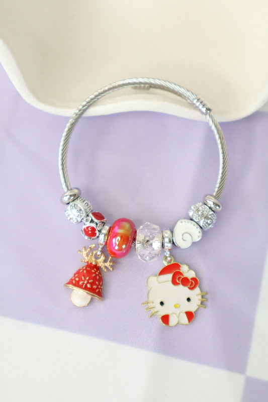 Hello Kitty Christmas Silver Charm Bracelet