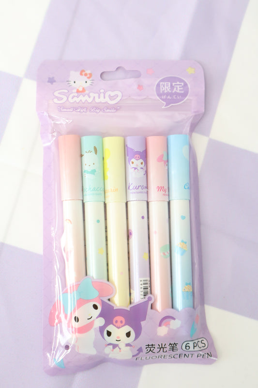 6pk Sanrio Fluorescent Pens