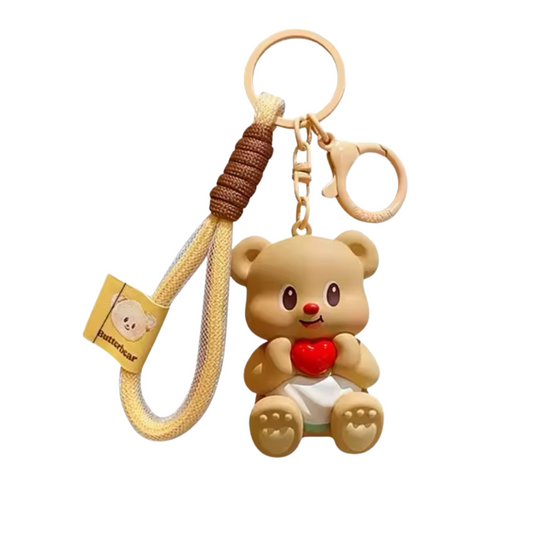 Butterbear with Heart Charm Keychain